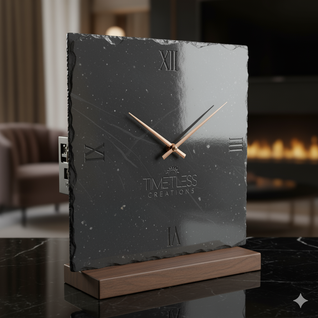 Ceas Personalizat din Ardezie Naturală Super Lucioasă